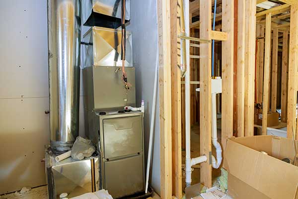 a new furnace installation in a new construction home